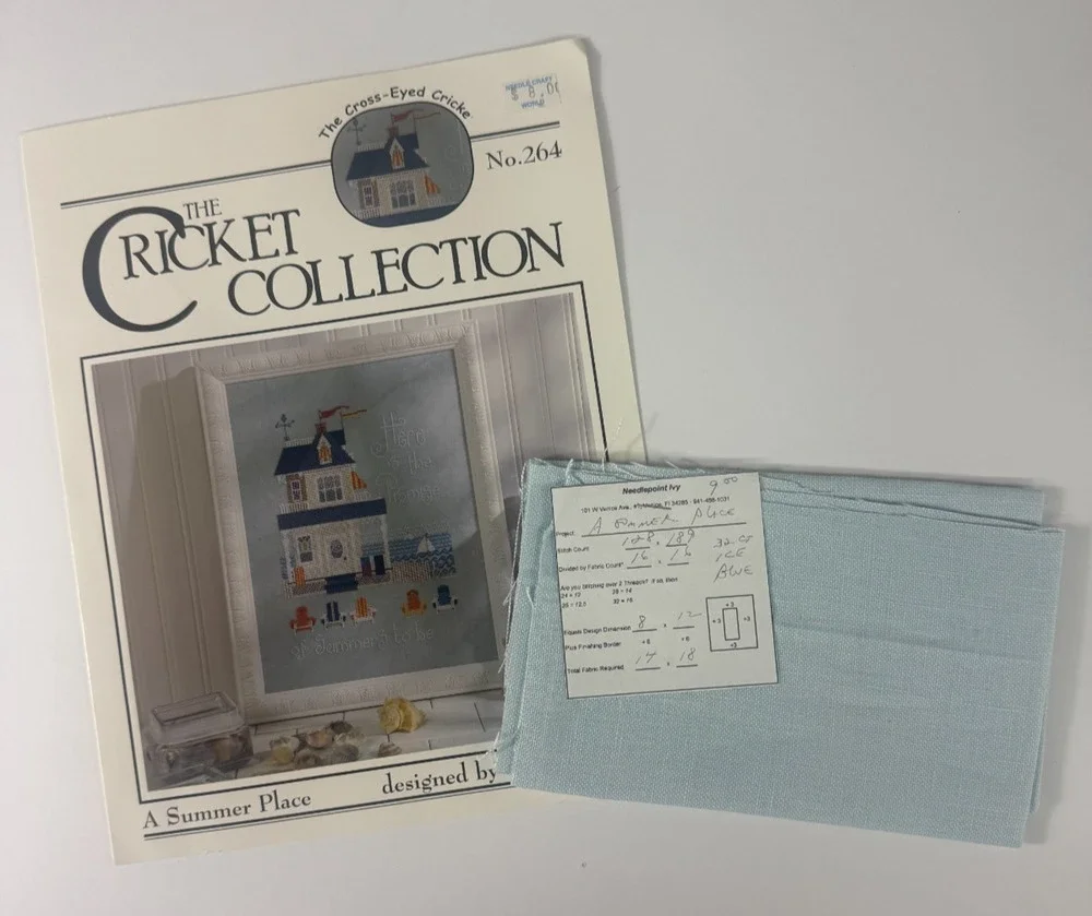 The Cricket Collection A Summer Place Cross Stitch Chart No 264 32ct Blue Linen